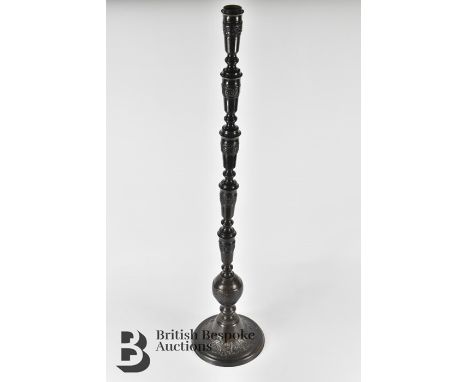 Japanese bronzed lamp base, approx 110 cms h.&nbsp;