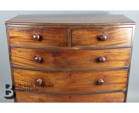 Mahogany chest of drawers. The chest having two short and three long drawers, on bracket feet, approx 110 l x 42 d x 105 h cm