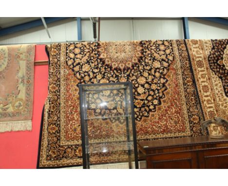 A Keshan style carpet with blue ground. 2.8m x 2.0m