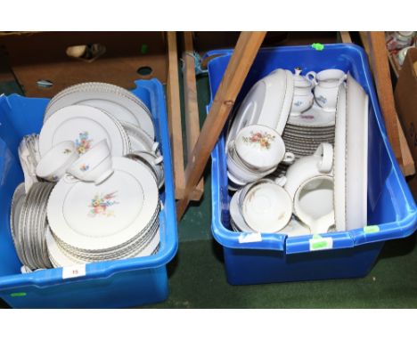 Two boxes inc a floral painted dinner and tea service