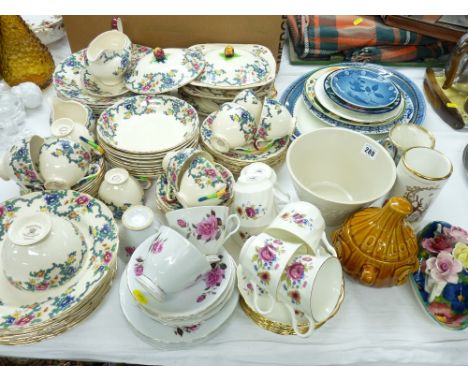 A ROYAL CAULDON 'VICTORIA' PART DINNER AND TEA SERVICE along with continental ceramics, plates and meat platters