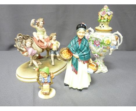 A CONTINENTAL CENSER, Goebel figure, Royal Doulton figurine 'The Orange Lady' and similar items