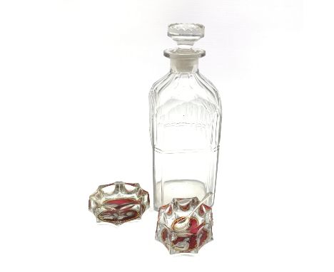 Matched pair of early 19th Century Bohemian clear glass salts with portrait miniatures on a burgundy and gilt ground 7cm and 
