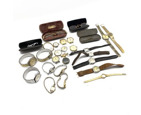 Four pairs of vintage cased spectacles and a number of ladies and gentleman's wrist watches by Ingersoll, Orion, Oris etc Con