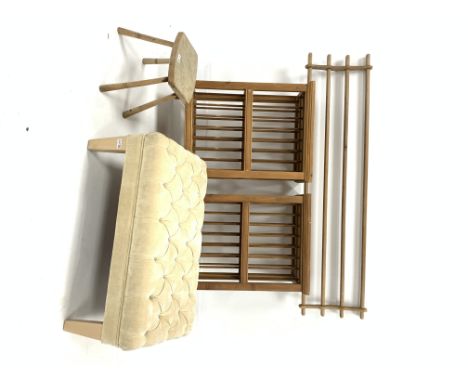 Two early 20th century pine plate racks, with provision for 14 plates each, (W54cm) together with a vintage pine pulley maid 