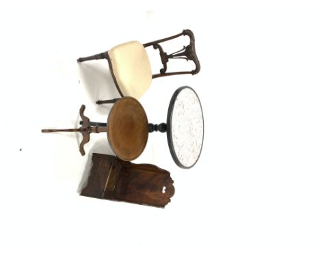 Georgian child's rocking chair commode, (W34cm) a 19th century mahogany tripod table, (W41cm) an ebonised tripod table with t