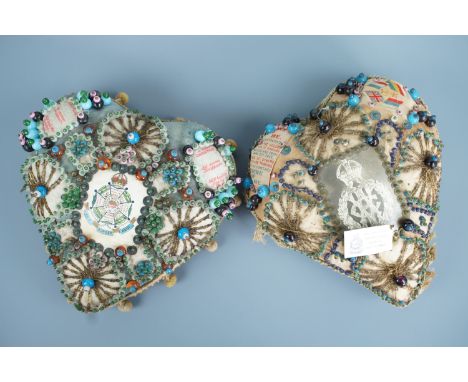 Great War Border Regiment and Army Veterinary Corps heart-shaped pin cushions
