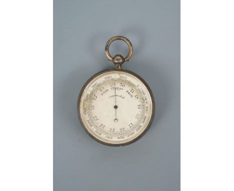 A Victorian silver pocket aneroid barometer  / altimeter, JS&amp;S, London, 1893, 5 cm excluding stem and bow