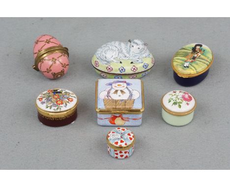 A Crummles enamelled lidded box and six other trinket boxes