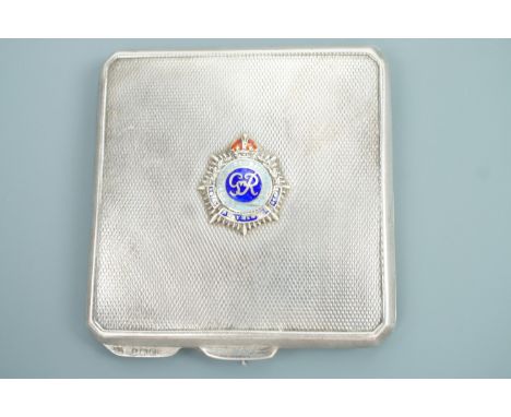 A Second World War enamelled silver Royal Army Service Corp sweetheart or ATS powder compact, Birmingham, 1940, 7 cm