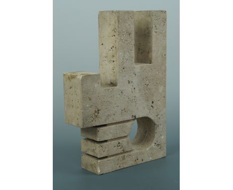 A 1960s ceramic abstract geometric sculpture, 25 cm x 18 cm x 5 cm