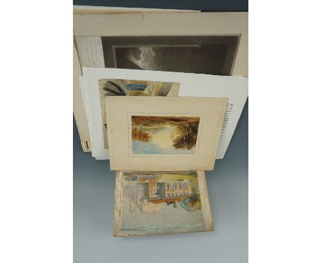 An album of sundry watercolours, prints etc including an architectural study of St Cuthberts Vicarage, Copnor Portsmouth by E
