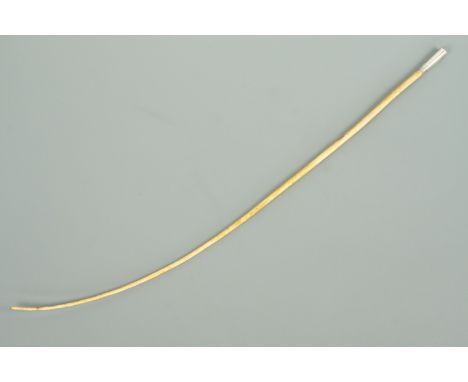 A late 19th / early 20th Century white metal mounted rhinoceros horn swagger stick, 35 g [Subject to CITES and not for export