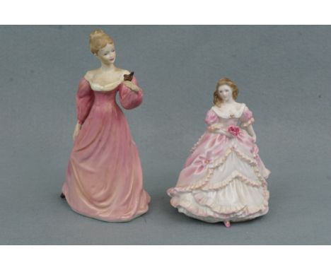 A Royal Worcester bridesmaid figurine, 16 cm high, together with a Coalport "Affection" figurine, 20 cm high