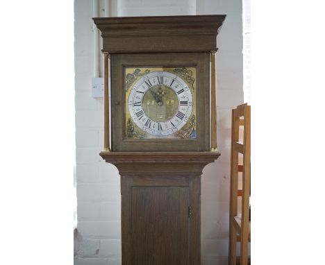 A long case clock, the 30-hour brass-faced movement by J Wilkinson of Wigton