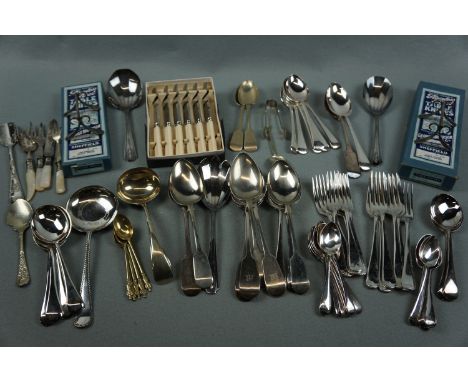A large quantity of vintage cutlery including cased and other sets of George Ibberson electroplate flatware