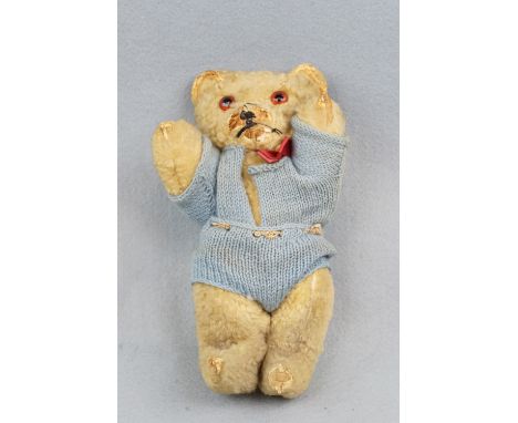 A vintage golden plush wood-wool-filled Teddy bear (a/f)