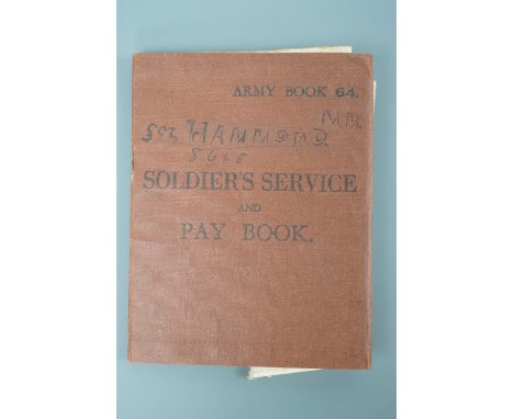 The Second World War AB64 army pay book of Military Medal recipient D/8645 David Hammond, Green Howards.