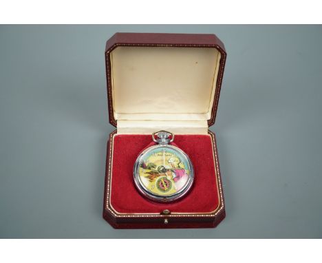 A 1950s Ingersoll 'Dan Dare' pocket watch, having a crown wound movement, subsidiary seconds dial and automaton face