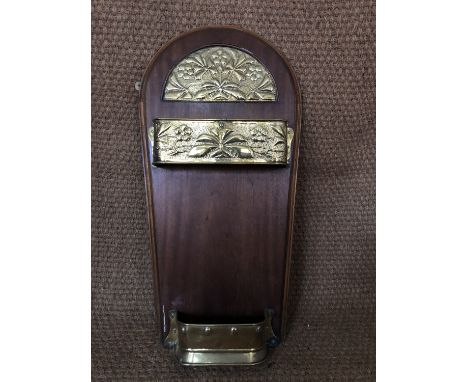 A late 19th / early 20th Century brass and mahogany stick stand, 86 cm