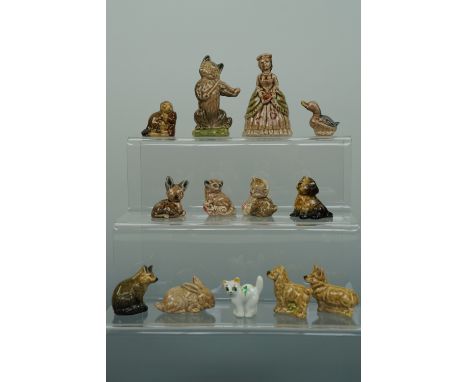 Twelve Wade Whimsies and one other miniature ceramic novelty 
