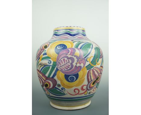 An uncommonly large Carter Stabler Adams Poole Pottery vase, of inverted baluster form with raised neck, 40 cm