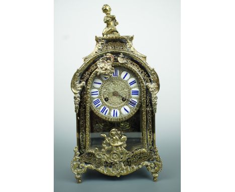 A 19th Century brass Boule mantle clock of 18th Century style, 39 cm high