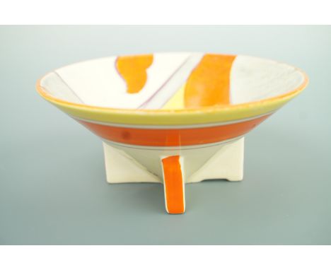 A Clarice Cliff Bizarre for Wilkinson Ltd "Xanthic" pattern conical bowl, in an Art Deco design, in orange and grey, shape 38