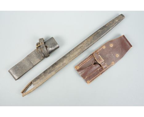 Portuguese and South African leather bayonet frogs together with a Pattern 1907 bayonet scabbard leather