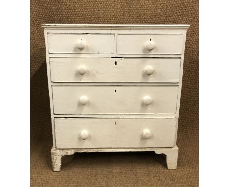 A George III painted pine chest of drawers on square bracket feet, 87 cm x 49 cm x 97 cm high
