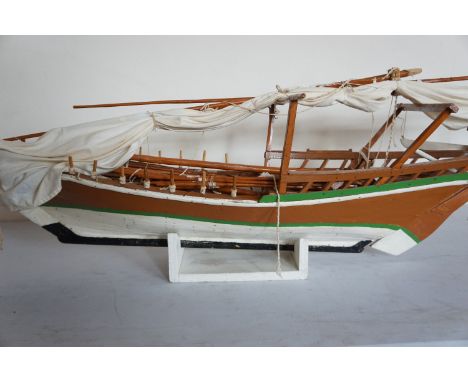 A hand-built large scale model of an Arab dhow, 153 cm