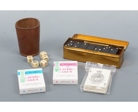 Vintage Singer Sewing Machines promotional playing cards, two sets of Egyptian "Pharonoc" playing cards, Empire dominoes and 