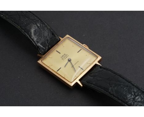 A 1950s Oris Super 17-jewel wristwatch, having a calibre 590KIF manual-wind movement and radially brushed gilt face with bato