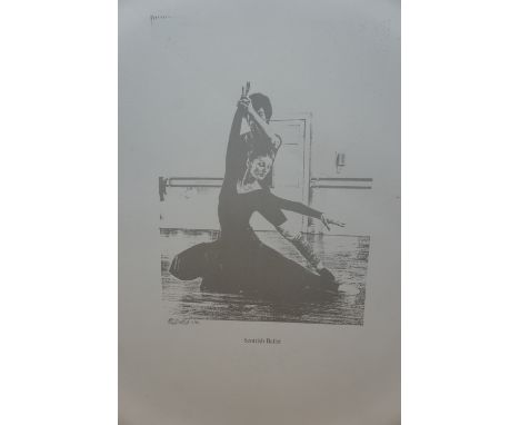 Three 1980s Scottish Ballet monochrome lithographic prints, pencil-signed by the artist, 60 cm x 42 cm
