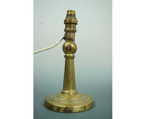 An Imperial German Kaiserliche Marine brass desk lamp, bearing the engraved inscription "SMS Derfflinger, scuttled 1919, rais