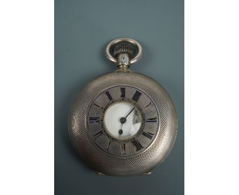 A late 19th Century Longines silver half-hunter pocket watch, the movement bearing the Longines winged hourglass mark, having