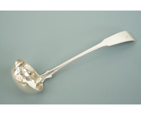 A George IV silver fiddle pattern sauce ladle, James Newlands, Glasgow, 1825