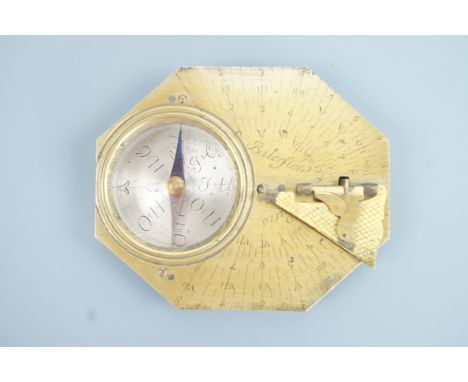 An 18th Century pocket sundial by Butterfield of Paris, 7.5 cm x 6.5 cm