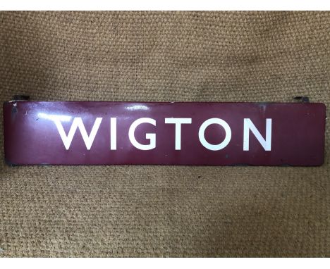 A London Midland Region Wigton railway station enamel sign, 154 cm