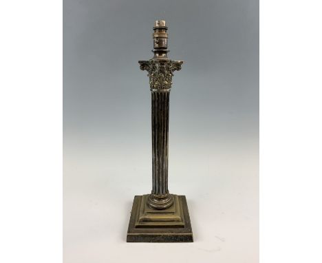 A large brass columnar lamp base, 53 cm high