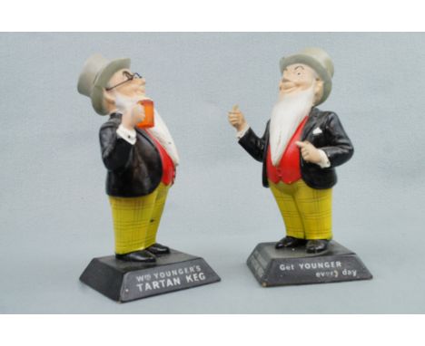 [Breweriana] Two vintage William Younger's Tartan Keg advertising figures, one (a/f)