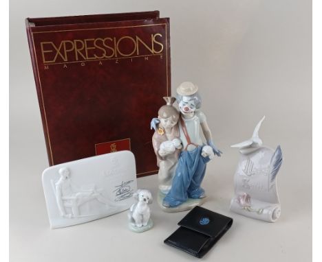 Three Lladro Collectors Society porcelain models comprising 7686 'Pals Forever' of a clown, girl and two dogs, 23cm high, 786
