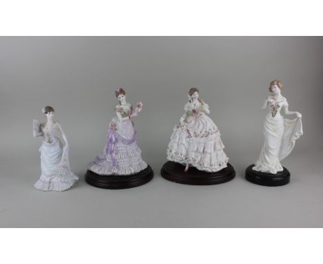 Two Royal Worcester porcelain limited edition figures of ladies comprising 'Splendour at Court' no. 2,243 of 12,500 22.5cm hi