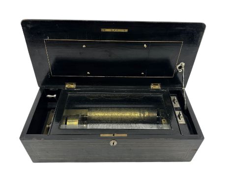 Late 19th century Swiss lever wind musical box by Nicole Freres, Geneve et Londres with comb and cylinder movement in inlaid 