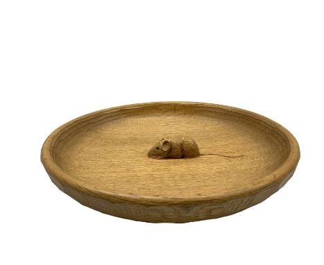 Mouseman - adzed oak bowl with centre mouse signature, by the workshop of Robert Thompson, Kilburn, D29cm