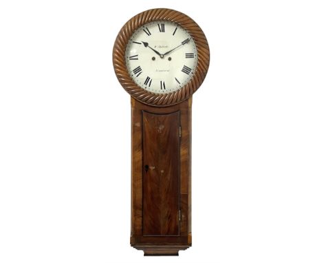 William Shildrake of Norwich - mahogany 8-day striking wall clock c1850, with a long trunk and concave topped trunk door, cir