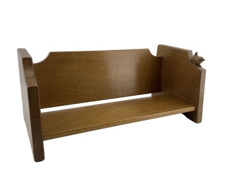Wrenman - oak book trough, of rectangular form, with carved Wren signature, by Bob Hunter of ThirlbyDimensions: Length/Width: