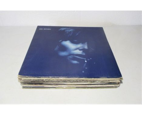 A quantity of 12" vinyl records, including Joni Mitchell, Scott Engel, Leonard Cohen, Bob Dylan and The Band, Carole King, Cr