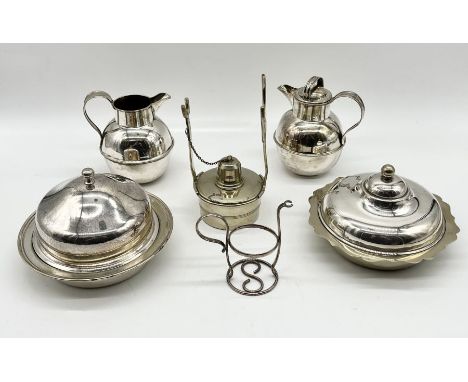 A collection of various silver plated items including jugs etc.