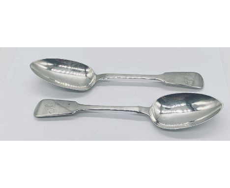 A pair of hallmarked silver serving spoons, Exeter 1837, weight 122.3g